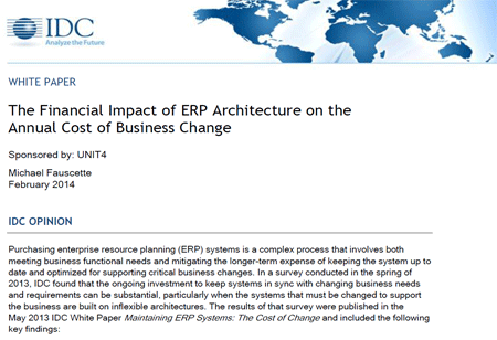 The Financial Impact of ERP Architecture on the Annual Cost of Business Change