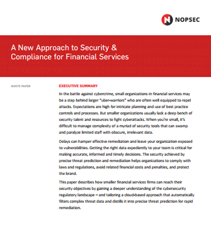 A New Approach to Security & Compliance for Financial Services