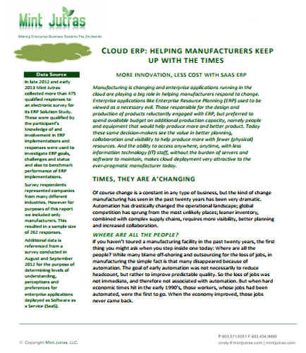 Cloud ERP: Helping Manufactures Keep up with the Times